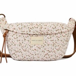 Poppy & Peonies Floral Crossbody Bag - Cream and Brown